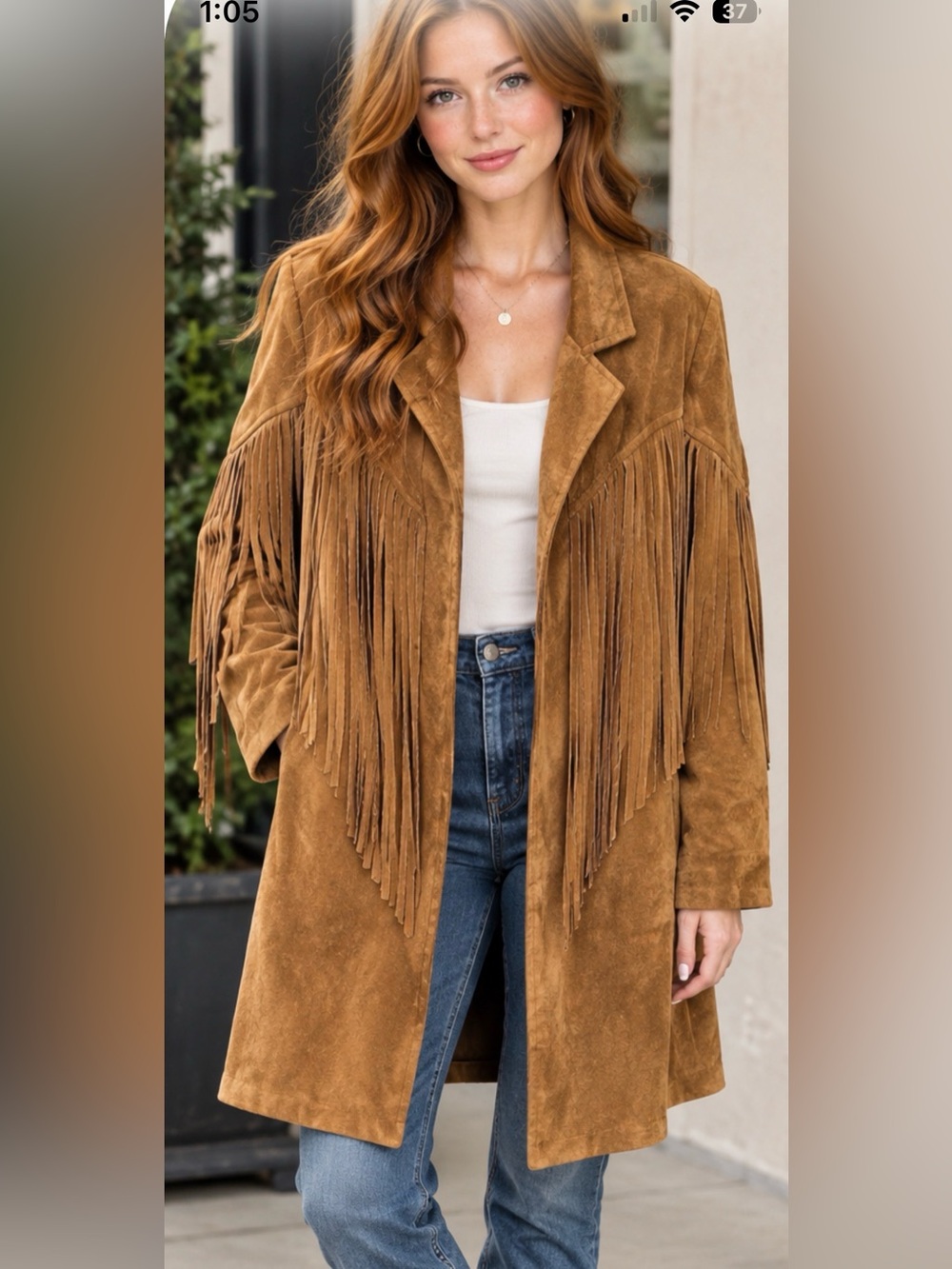Buddy Love Brown Faux Suede Fringe Trending Leather Jacket Boho Western Indie